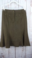 Scott Taylor Suede Skirt 10P Olive Green Trumpet Style Western Preppy Modest