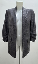 Ex C&A  Women's Black Sequinned With Lurex  Detail  Blazer 3/4 Sleeve Size 6-16