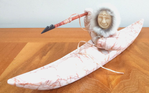 Vintage inuit carved hunter - inuit, in