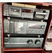 Sony Music Centre including 2 speakers in a mahogany style cabinet
