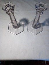 Jefferson Krys-Tol Chippendale Clear Glass Pair Of Candle Sticks