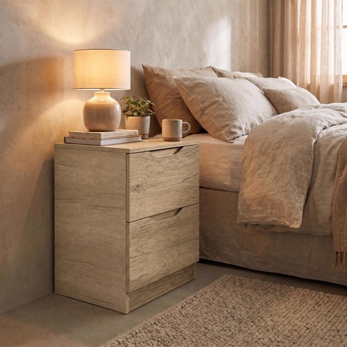 Fwstyle oak bedside table - bedside,