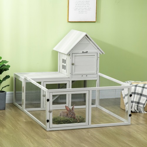 Pawhut rabbit hutch - hutch,, guinea