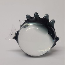 Murano Glass Puffer Fish Grey