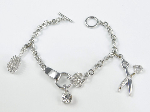 Silver tone toggle rhinestone - silver,