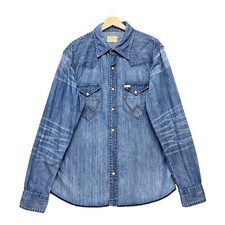 Vintage Wrangler Denim Shirt Mens XL Blue Pearl Snap Made in USA READ DESC