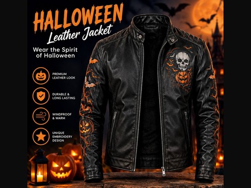 Men halloween leather jacket - men's,