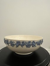 Wedgewood  Queensware Embossed Blue on White Large 10.5” Fruit Bowl