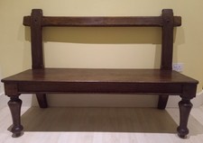 ARTS & CRAFTS ANTIQUE OAK HALL BENCH, made  1909 VERY SOLID