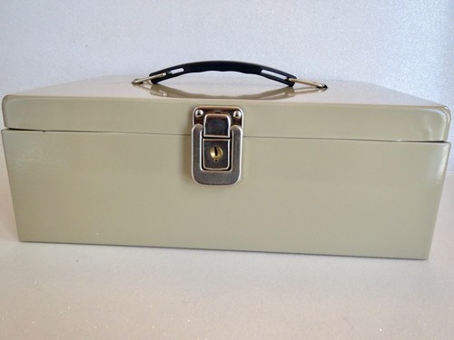 Vintage metal cash box with - vintage,