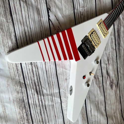 White electric guitar red - white,