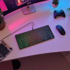 78 Keys Slim Premium USB Wired Keyboard Black w/ Backlit Keys For Desktop Laptop