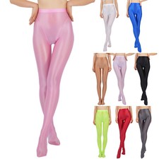 UK Women's Shiny Glossy Tights Pants Elastic Waistband Footed Pantyhose Hosiery 