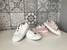 CONVERSE ALL STAR KIDS GIRLS TRAINERS UK 6 EUR 22 UK 7 EUR 23 WHITE PINK VGC