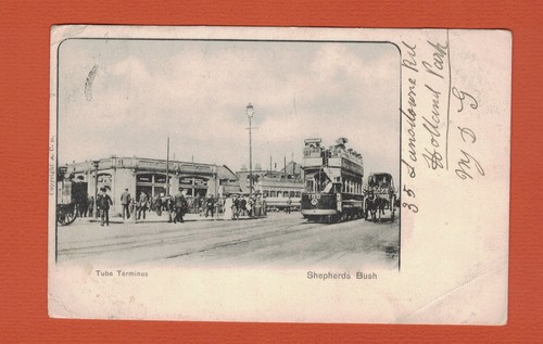 1906 postcard trams tube - 1906, postcard,