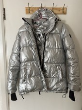 Steve Madden Women's Silver Puffer Winter Jacket Coat Padded Size S