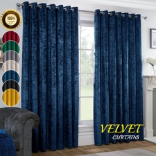 Velvet Blackout Curtains Thermal Ready Made Eyelet Ring Energy Saving Tie Backs