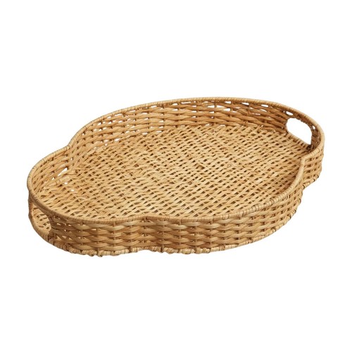 Wicker tray with handles - wicker,