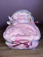 Girl's Pink Nappy Cake Pram Baby Shower or Maternity Gift