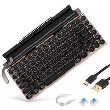 Retro Typewriter Keyboard  Bluetooth Keyboard USB Mechanical Punk Keycaps5661