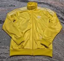 Adidas Jacket Mens Small Yellow Chile 62 Shiny Wet Look Originals Trefoil Y2K