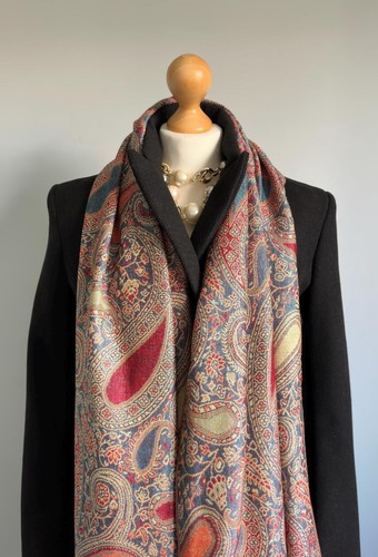 Red and jeans blue scarf - blue,