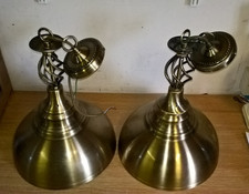 2 x Homebase Antique Brass Industrial Dome Ceiling Pendant Light 47cm Tall