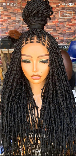 Black synthetic braided lace - black,