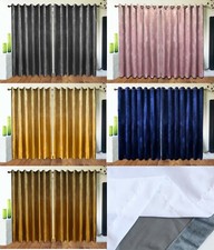 Eyelet Curtains Ring Top Plush Velvet ReadyMade Lined ITALY PLAIN Navy Pink Gold