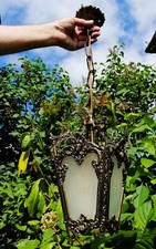 Beautiful Antique Brass (Ormoulu) With Frosted & Etched Glass Ceiling Light