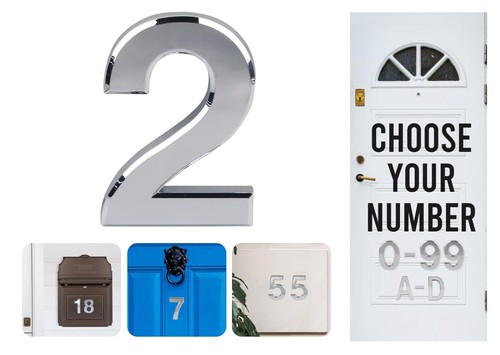 Silver door numbers stick - door, on