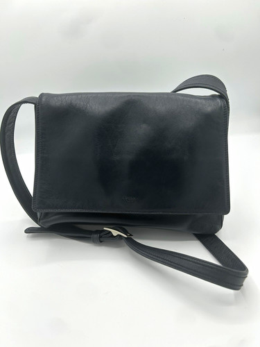 Tula navy blue leather - leather, flap