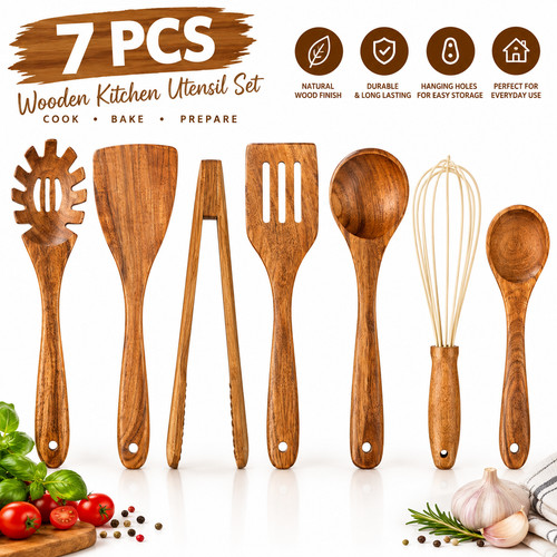 7pc acacia wooden - acacia, kitchen