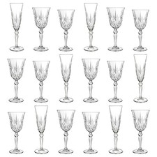 18pc RCR Crystal Red & White Melodia Wine Glasses & Champagne Flutes Set