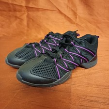 Bloch Criss Cross Sneakers Black with Purple Accents (UK Size 3) NEW without box