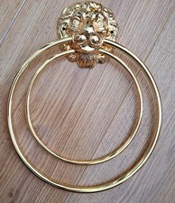 Vintage Hufton Lion Head Bathroom Towel Holder / Ring Gold Plated 