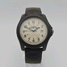 Timex Mens Watch Expedition Indiglo Military Style Khaki Strap New Battery 