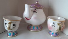 Disney - Beauty and the Beast -  Mrs Potts teapot and 2 Chips cups