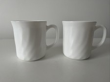 2 White Arcopal Mugs -  White