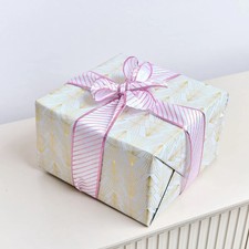 Large Pink & White Striped Wired Ribbon Garland - 270m
