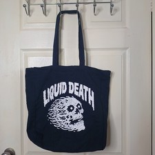 Liquid Death Black Tote Bag Murder Your Thirst White Skull Logo