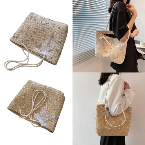 Women straw handbag purse - straw,