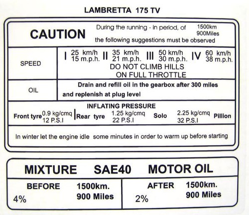 Lambretta sticker running in - lambretta,