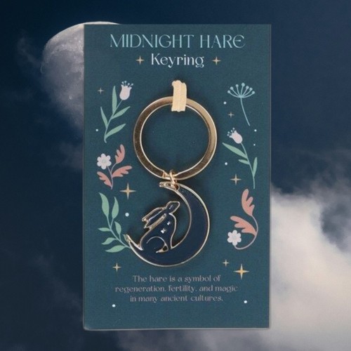 Midnight hare keyring key - midnight,