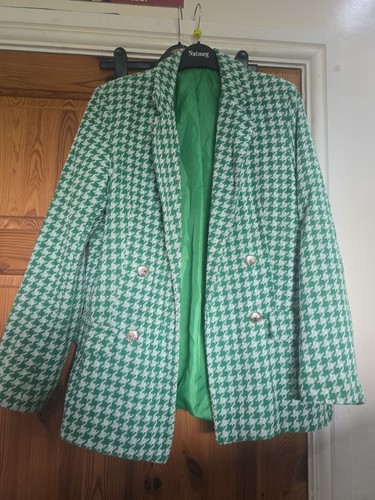 Green dog tooth blazer - green,