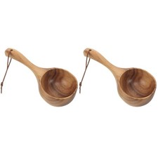  2 PCS Wood Bath Salt Scoop