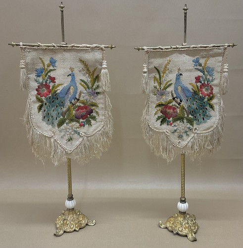 Pair silkwork embroidered - silkwork, &