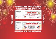 PRINTED PERSONALISED PRIZE RAFFLE / DRAW TICKETS - FUNDRAISING
