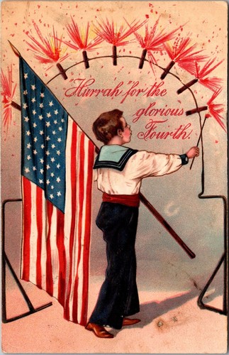 July boy with flag lights - with,