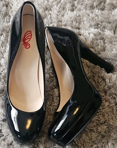 Black faux patent leather - faux,